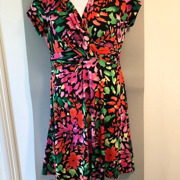 Lovely Nina Leonard Colourful Dress Size Large. - Picture 3 of 13